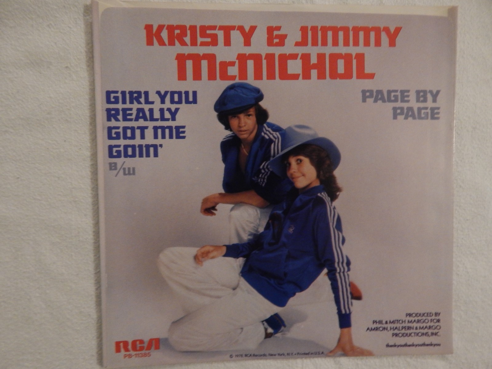 KRISTY & JIMMY McNICHOL “Girl You Really Got Me Goin’ ” PICTURE SLEEVE! NEW!