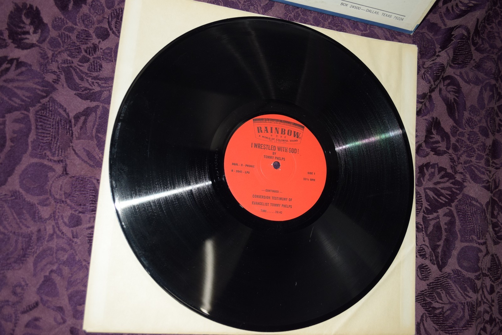 TOMMY PHELPS I Wrestled With God RAINBOW Xian Spoken Word SIGNED VG+/VG+