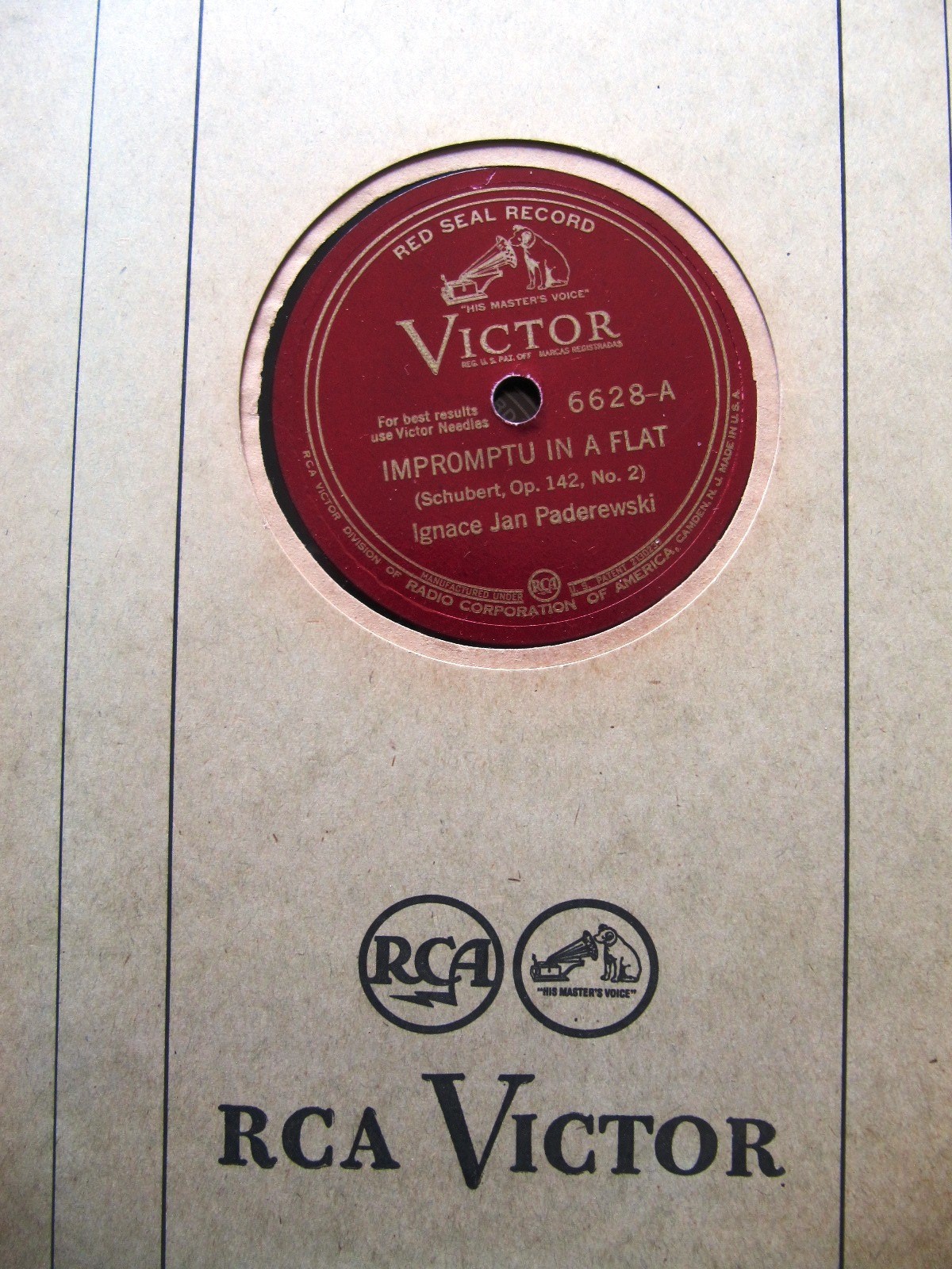 Alternate TAKE 1926 PADEREWSKI CHOPIN ETUDE E Maj SCHUBERT IMPROMPTU Piano 6628
