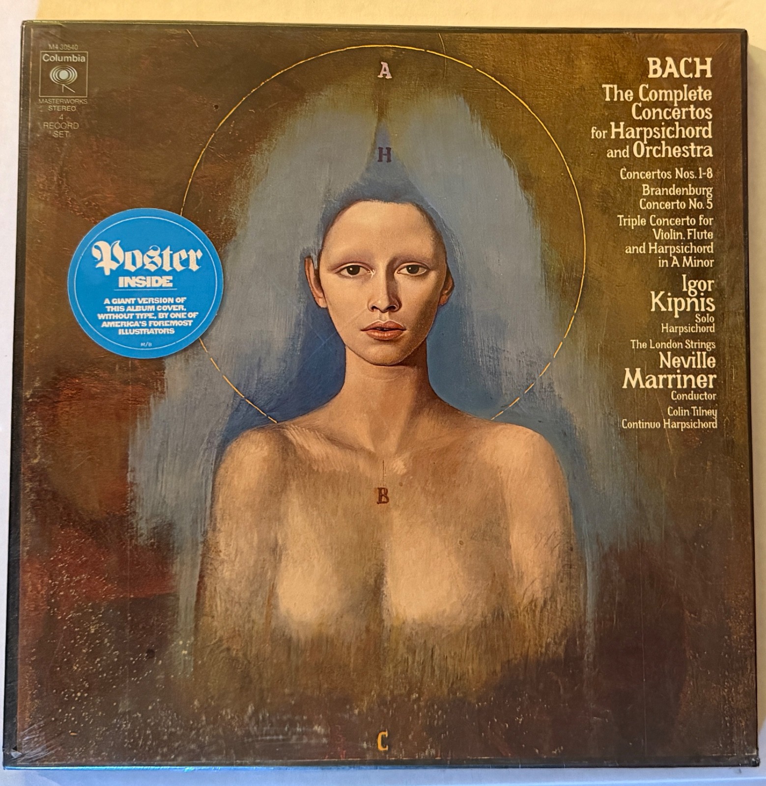 BACH – COMPLETE CONCERTOS HARPSICHORD 4LP BOX SET SEALED M430540 POSTER MARRINER