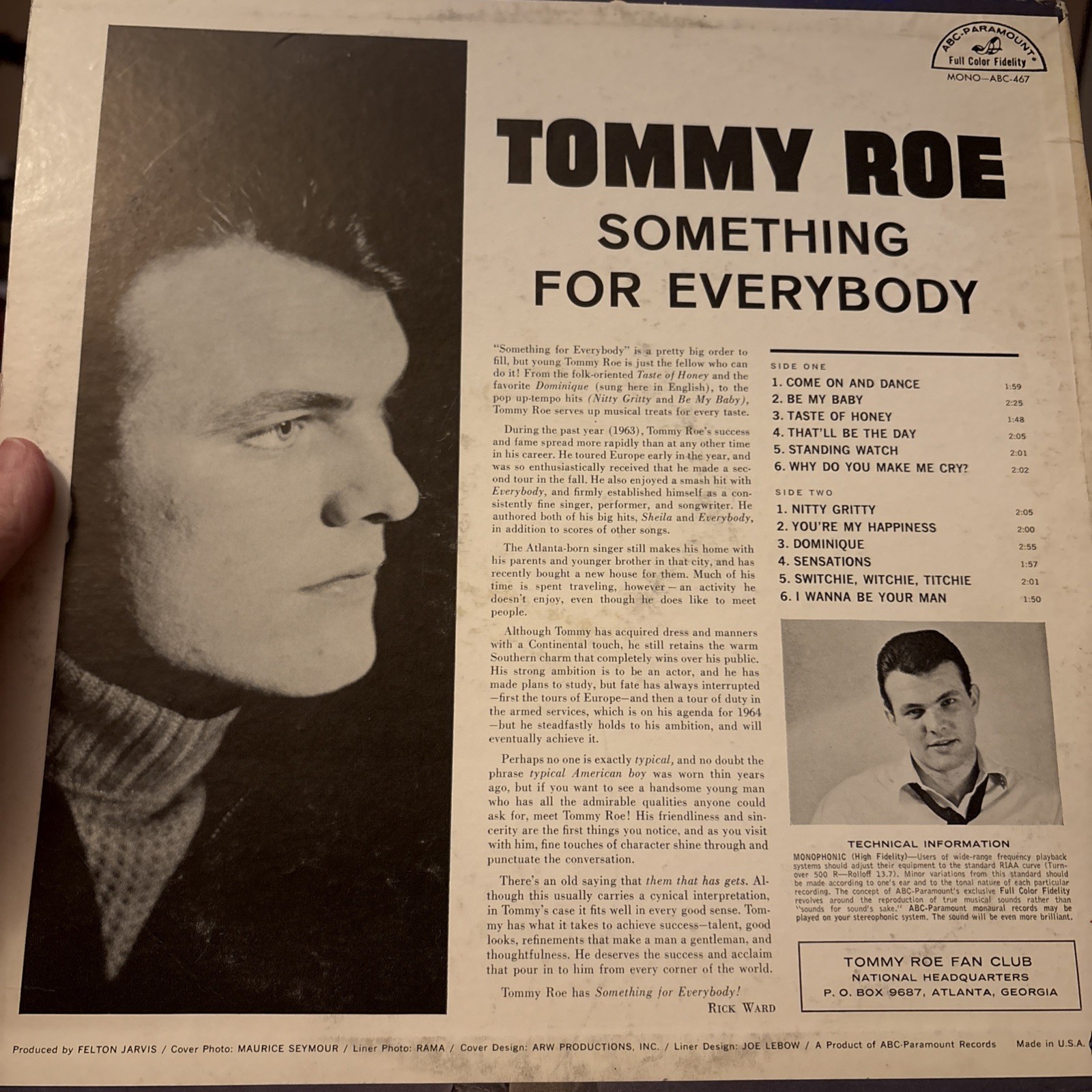 TOMMY ROE: something for everybody ABC 12″ LP 33 RPM