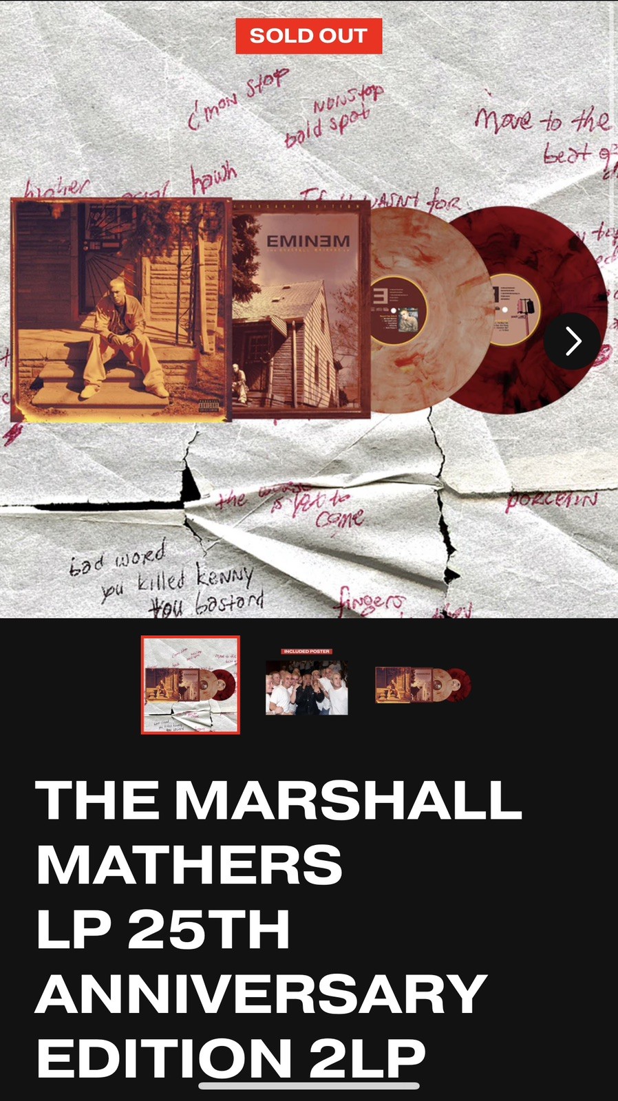 Eminem – The Marshall Mathers LP – 2LP Limited Edition Red MARBLE Vinyl – SEALED