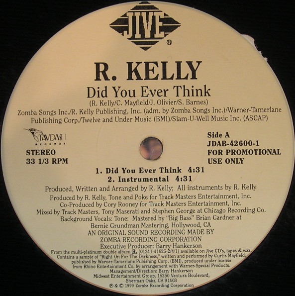 R. Kelly, Did You Ever Think, (12″, Promo), NM or M-, 3623264889