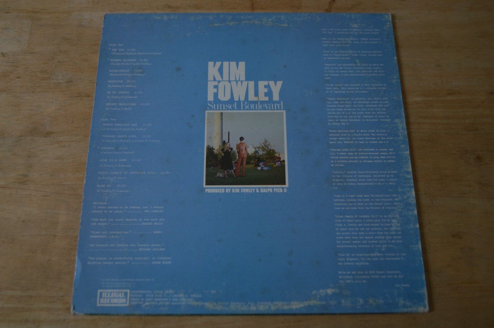 Kim Fowley – Sunset Boulevard Vinyl LP ILP002 1978 Negative In My Garage Control