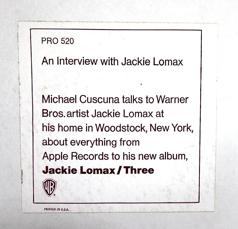 Michael Cuscuna / Jackie Lomax – “Jackie Lomax At Home” MONO 1972 – Interview LP