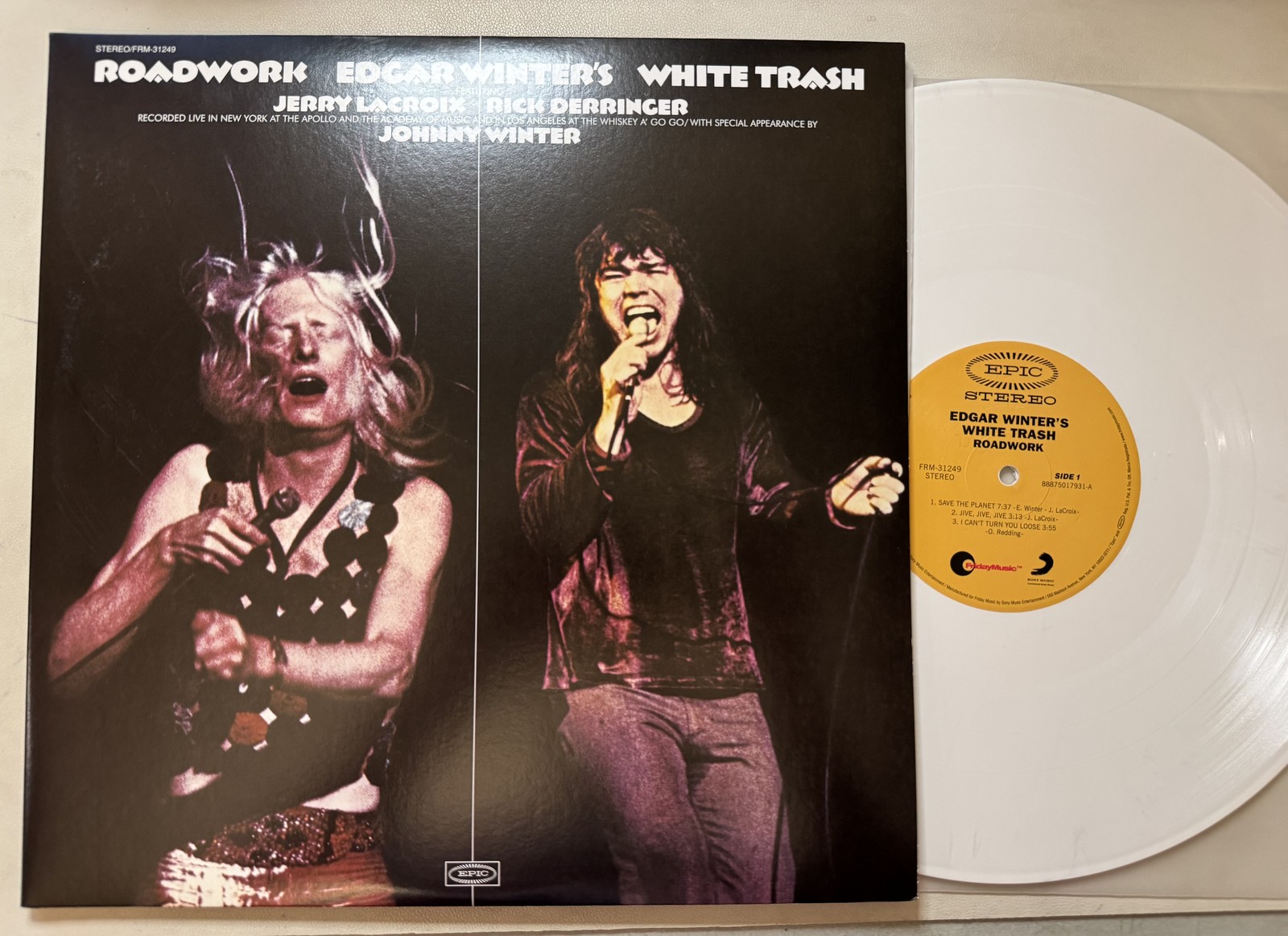 Edgar Winter’s White Trash – Roadwork (2xLP, Album, RE, RM, Whi) 2014 Epic, Sony