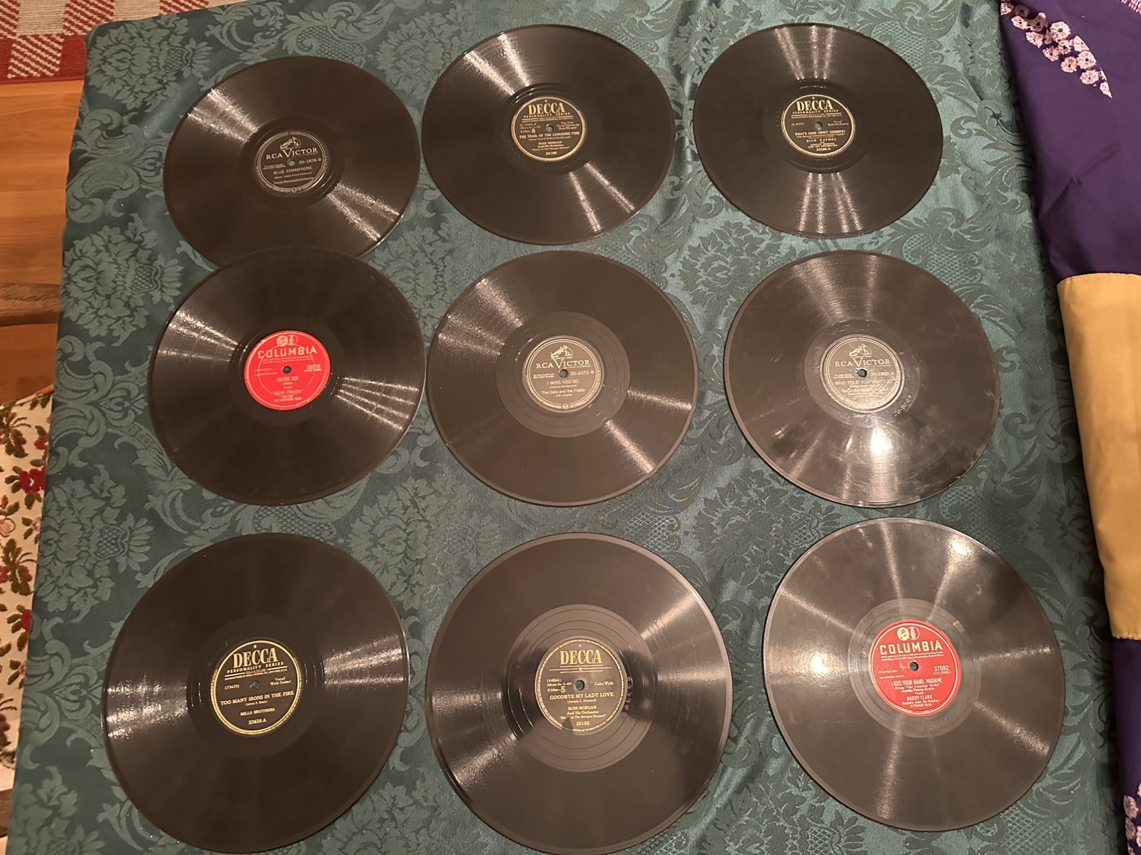 Antique Lot of 15 One sided Victrola Records Record collection vintage old