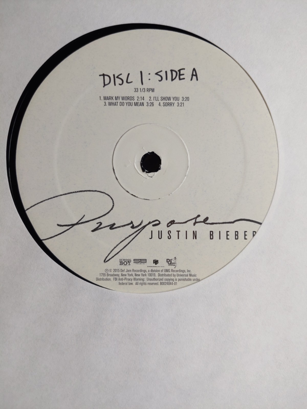 Justin Bieber – Purpose – 12″ Double Vinyl Record LP