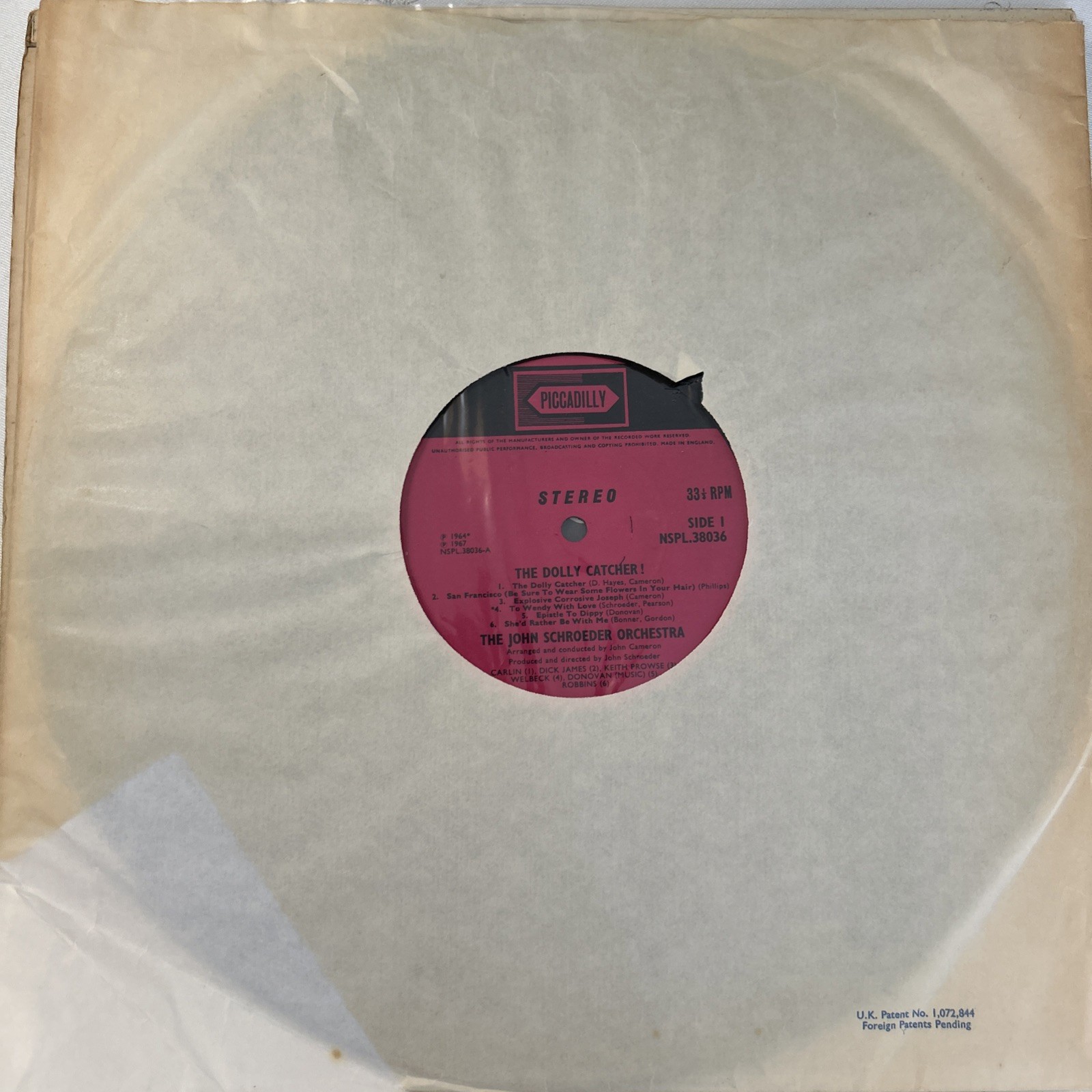 JOHN SCHROEDER – THE DOLLY CATCHER EX STEREO Vinyl UK LP 1967 JOHN CAMERON