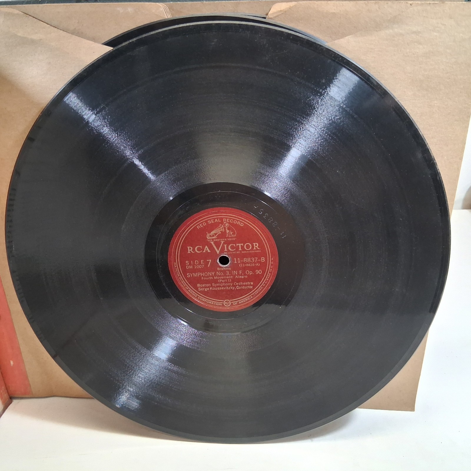 Brahms Symphony No 3 In F, Op.90 Record Vinyl 78RPM 12″ LP DM1007 Koussevitzky