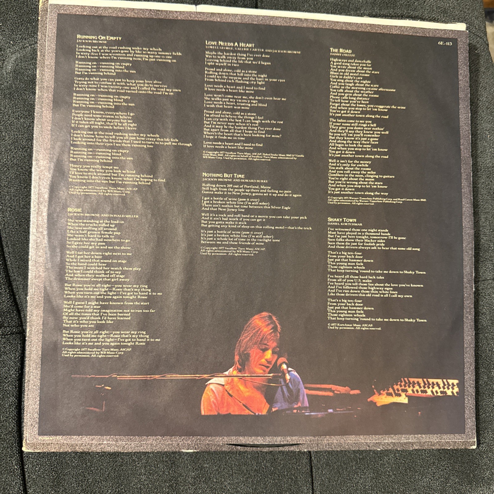 Jackson Browne Running On Empty Original 1977 Asylum Records Vinyl VG 6E-113-A