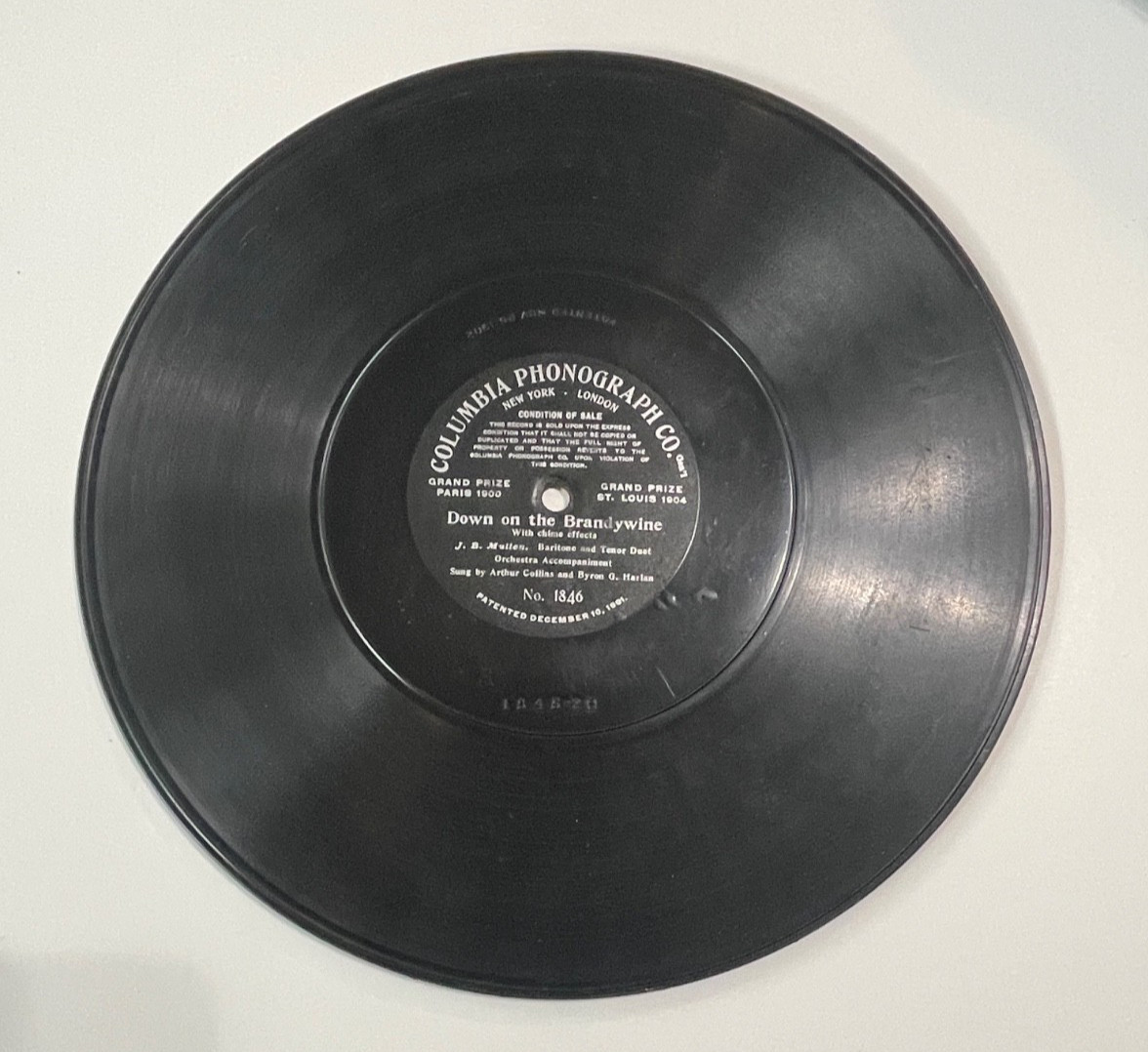 EARLY COLUMBIA ONE SIDED 1846 DOWN ON THE BRANDYWINE SUNG BY COLLINS and HARLAN