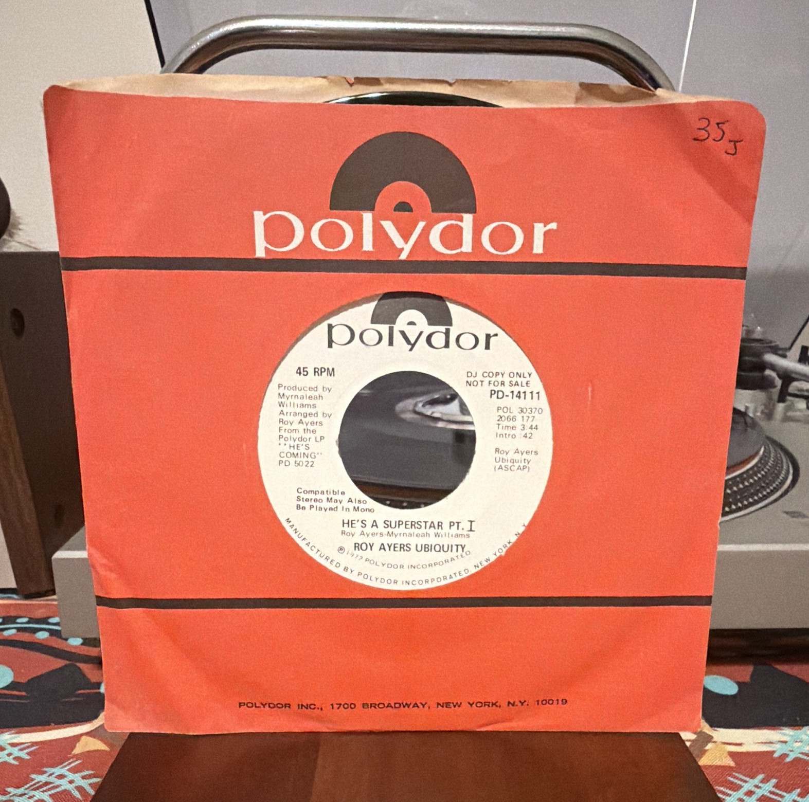 Roy Ayers Ubiquity He’s a Superstar 7″ 45RPM Promo DJ Copy Polydor PD-14111 1972