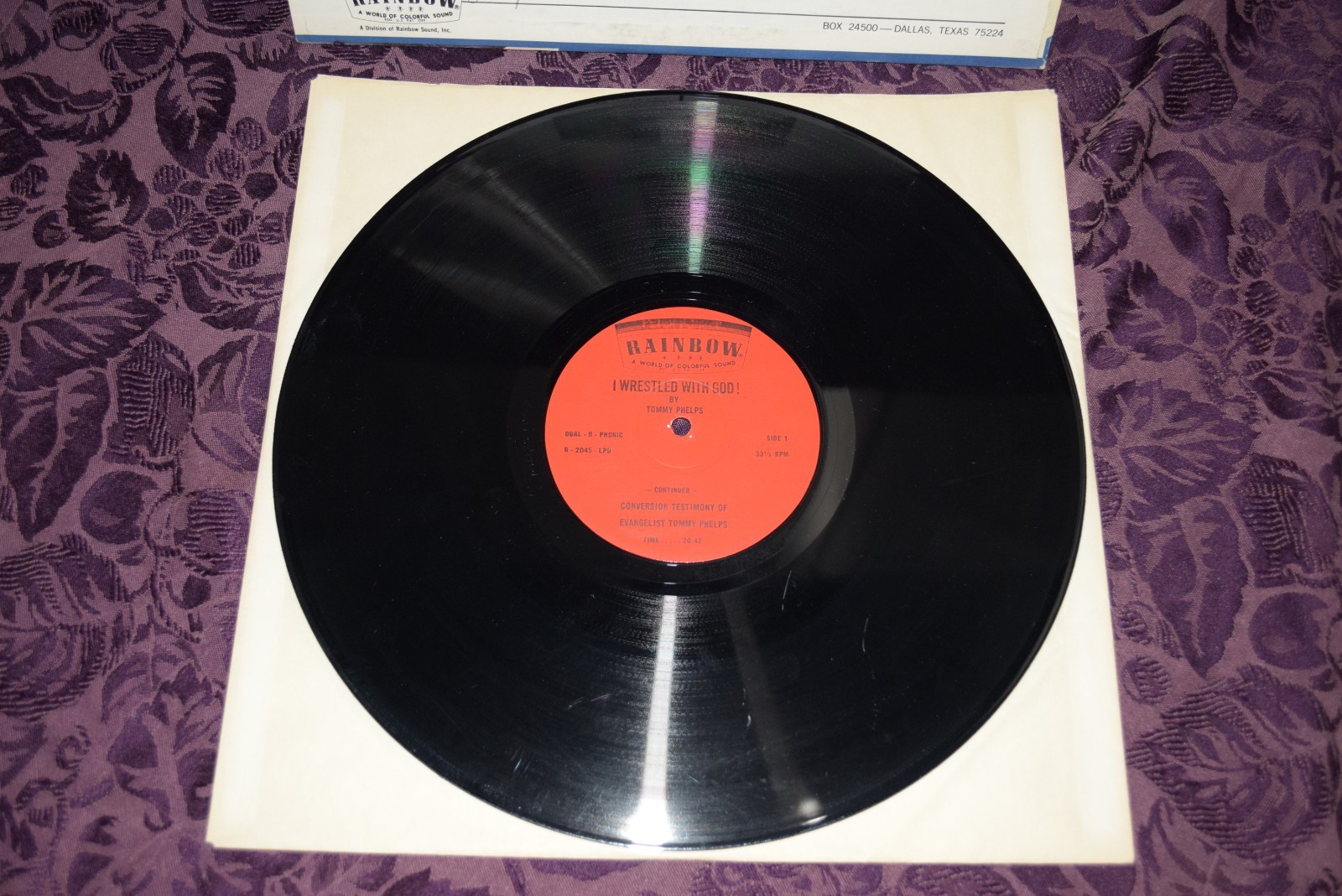 TOMMY PHELPS I Wrestled With God RAINBOW Xian Spoken Word SIGNED VG+/VG+