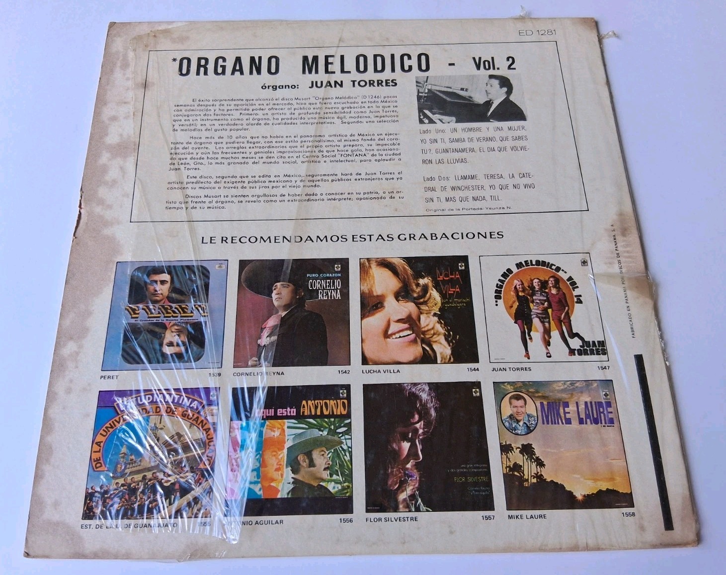Juan Torres – Organo Melodico Vol. 2 Vinyl LP – Musart – Plays Great!