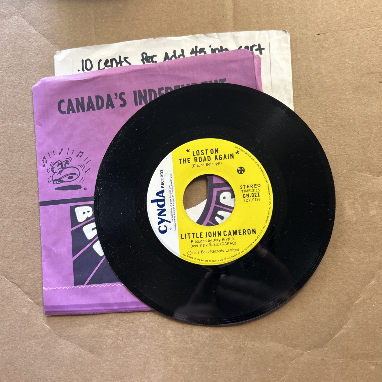 Little John Cameron One John Ferguson/Lost On The Road Again CYNDA 45