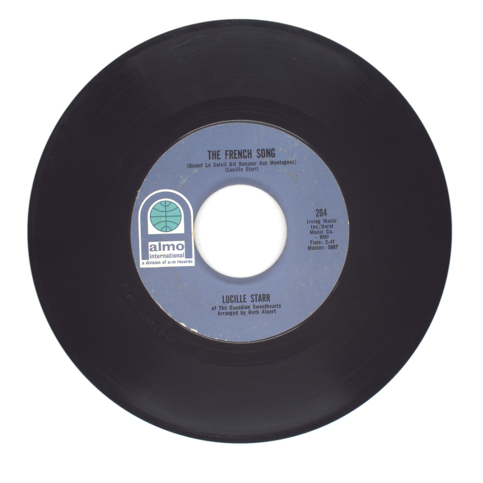 Lucille Starr – The French Song; Sit Down and Write a Letter to Me 45 (VG)