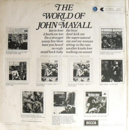 John Mayall – The World Of John Mayall 1970 LP, Comp Decca SPA 47 Very Good Plus