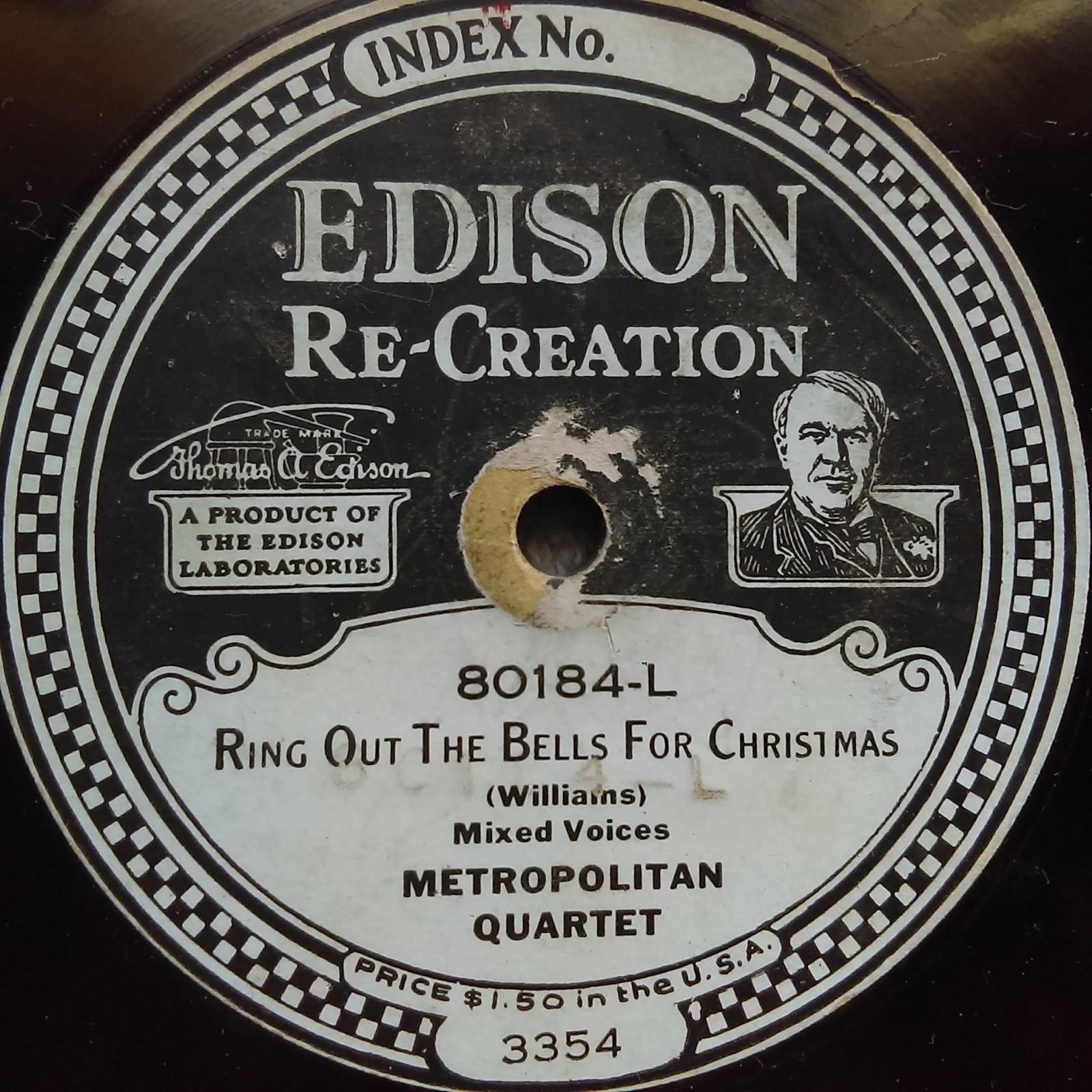 Edison Disc 80184, Metro Quartet, Bells for Christmas, Chalmers, Birthday King V