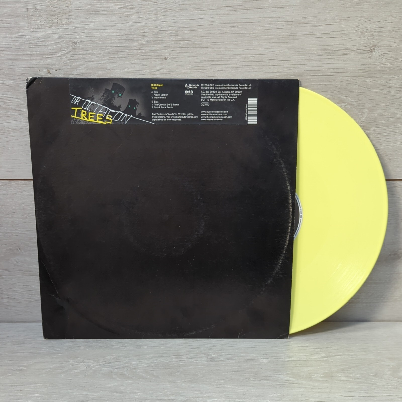 Dr Octagon – Trees – 12″ Yellow Vinyl Single Record – VG / EX Condition – 2006