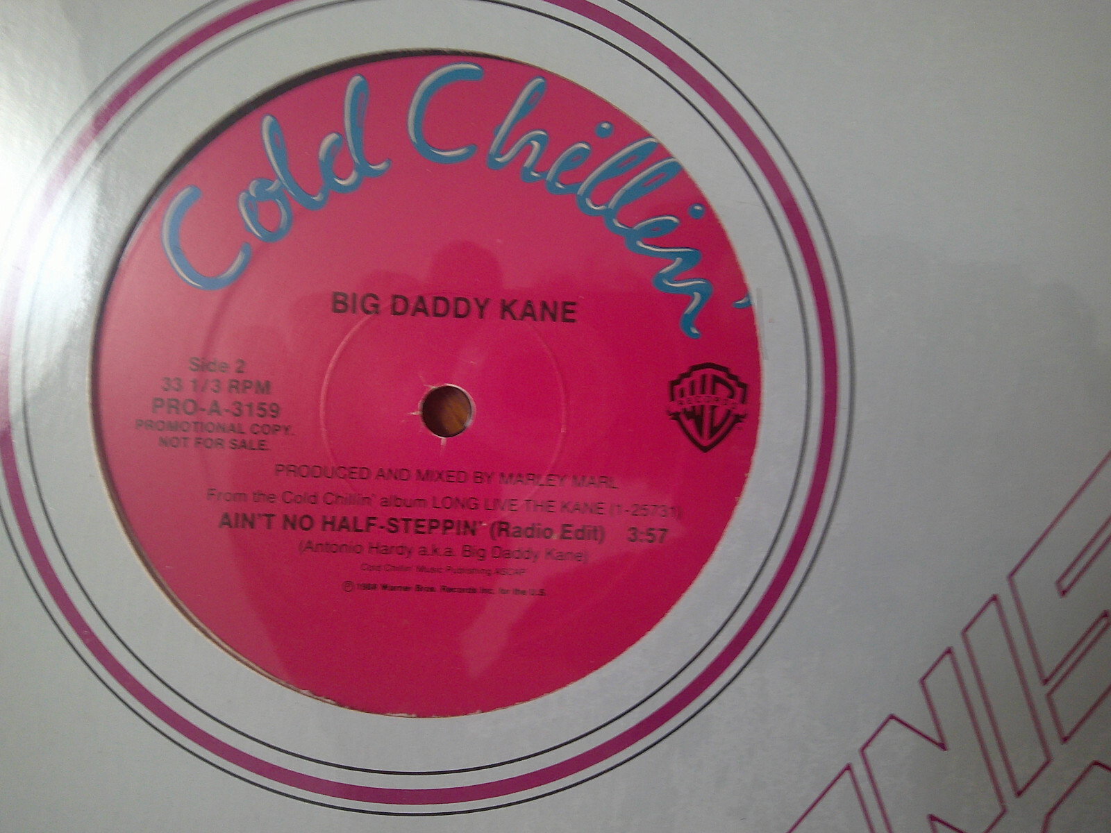 PROMO COLD CHILLIN 12″ SINGLE RECORD/BIG DADDY KANE/AIN’T NO HALF STEPPIN/NR MNT