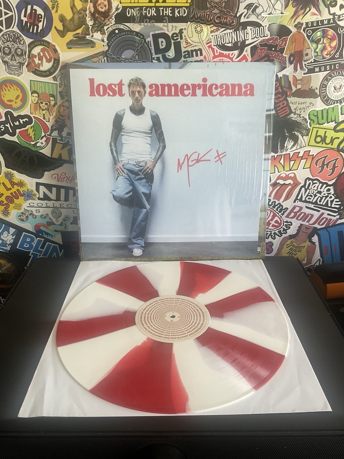 MACHINE GUN KELLY Lost Americana VG++ PEPPERMINT CANDY VINYL AUTOGRAPHED INSERT