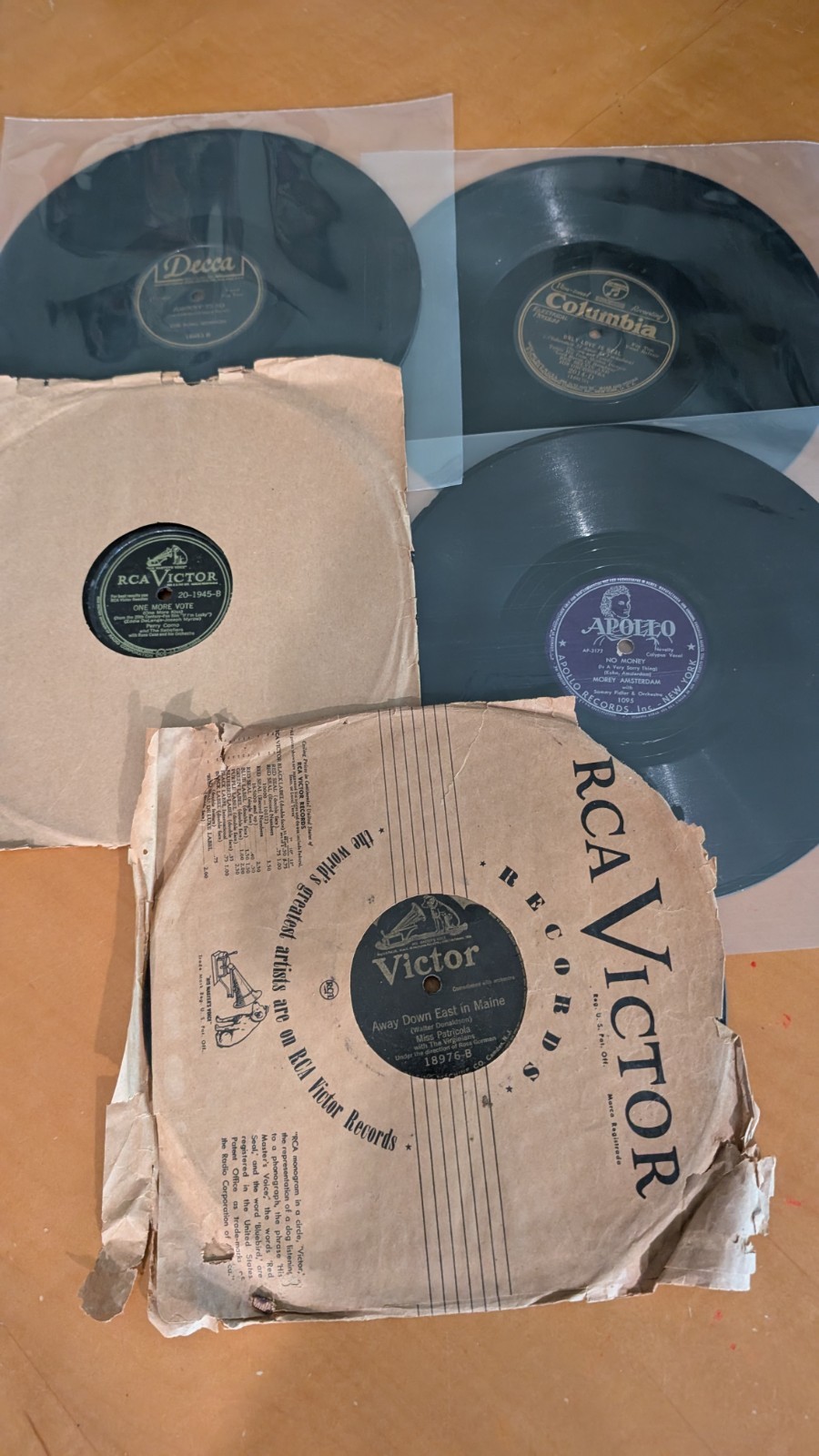5 Jazz Vocal Pop 78 RPMs 10″ Perry Como Ben Selvin Song Spinners Miss Patricola