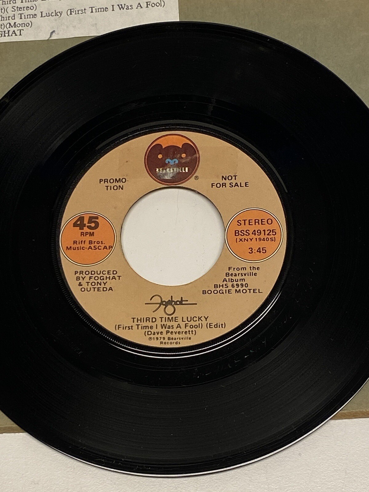 Foghat – Third Time Lucky First Time I Was A Fool Jukebox Vinyl 45 Stereo / Mono