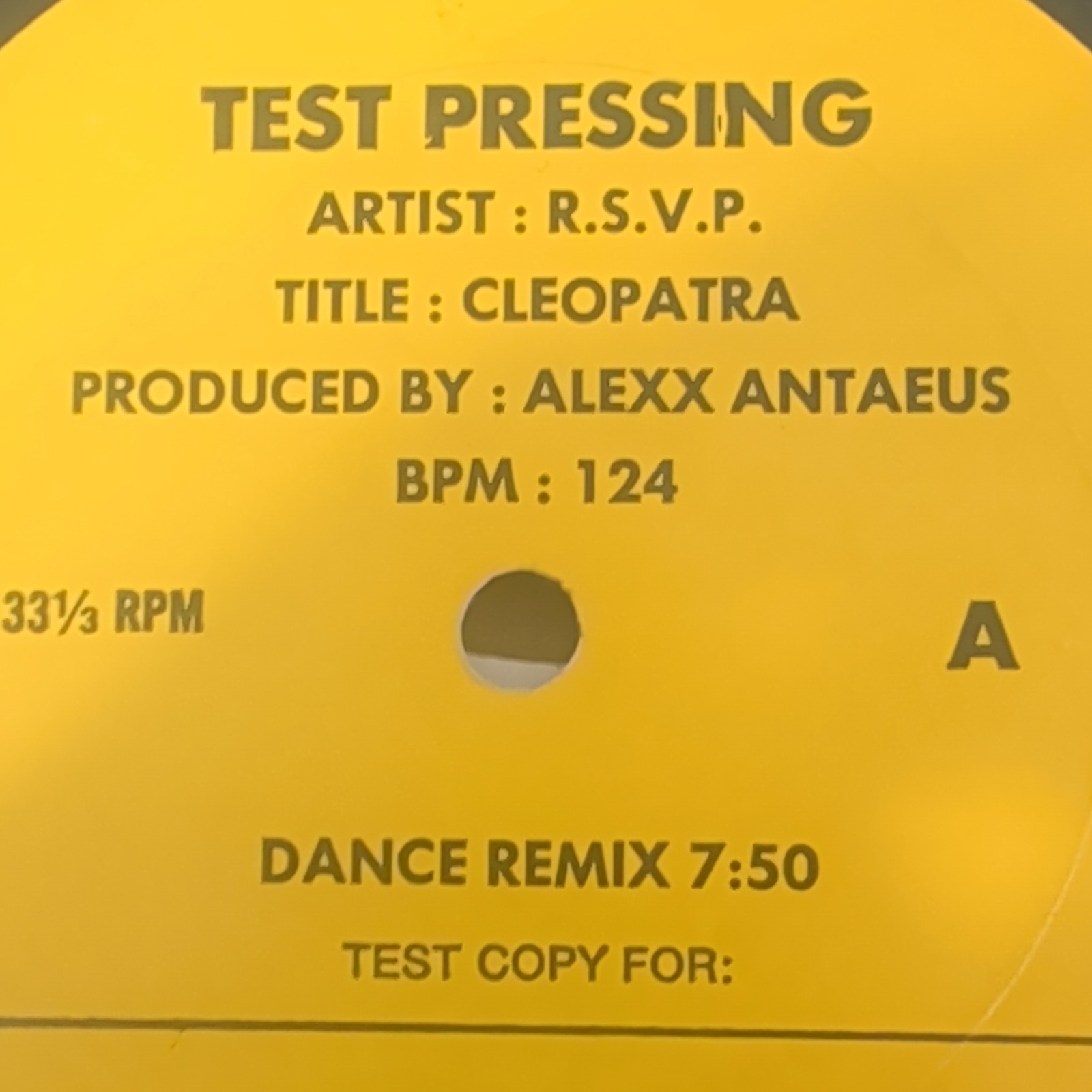 RSVP CLEOPATRA 12″ HI NRG VINYL 1987