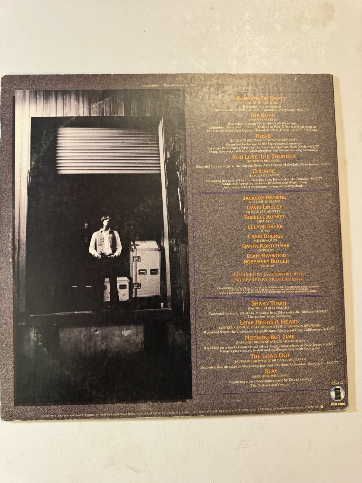 Vintage Jackson Browne ‎– Running On Empty 1977 Vinyl Record Excellent w Booklet