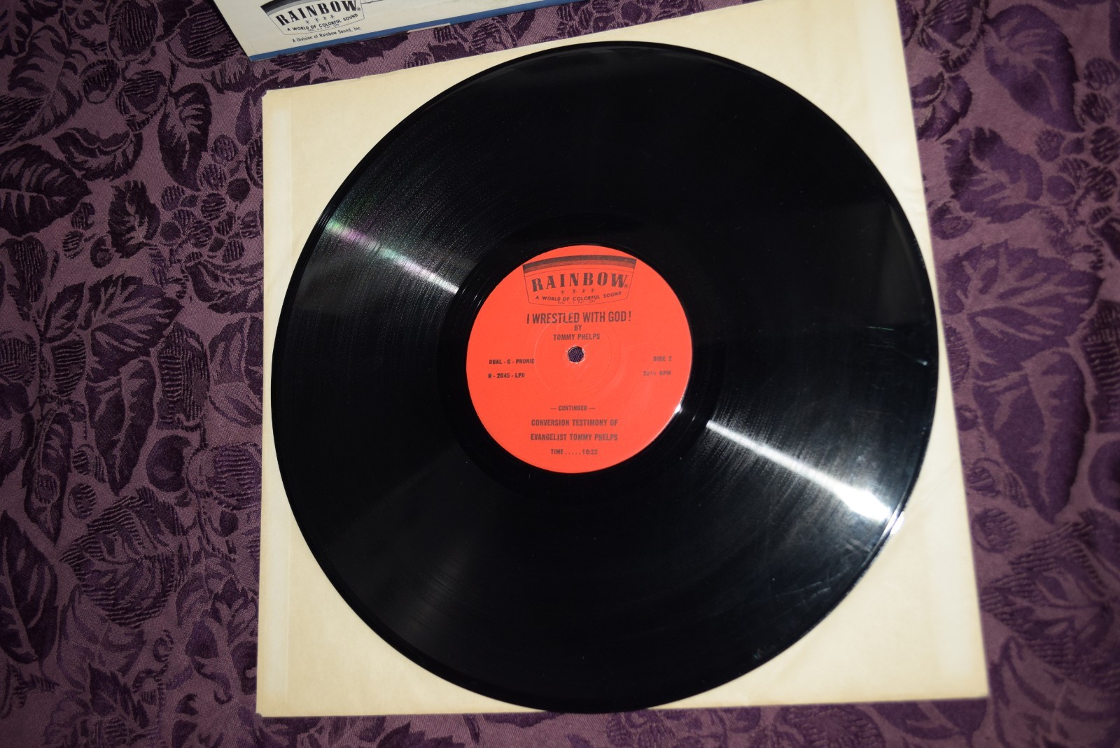 TOMMY PHELPS I Wrestled With God RAINBOW Xian Spoken Word SIGNED VG+/VG+