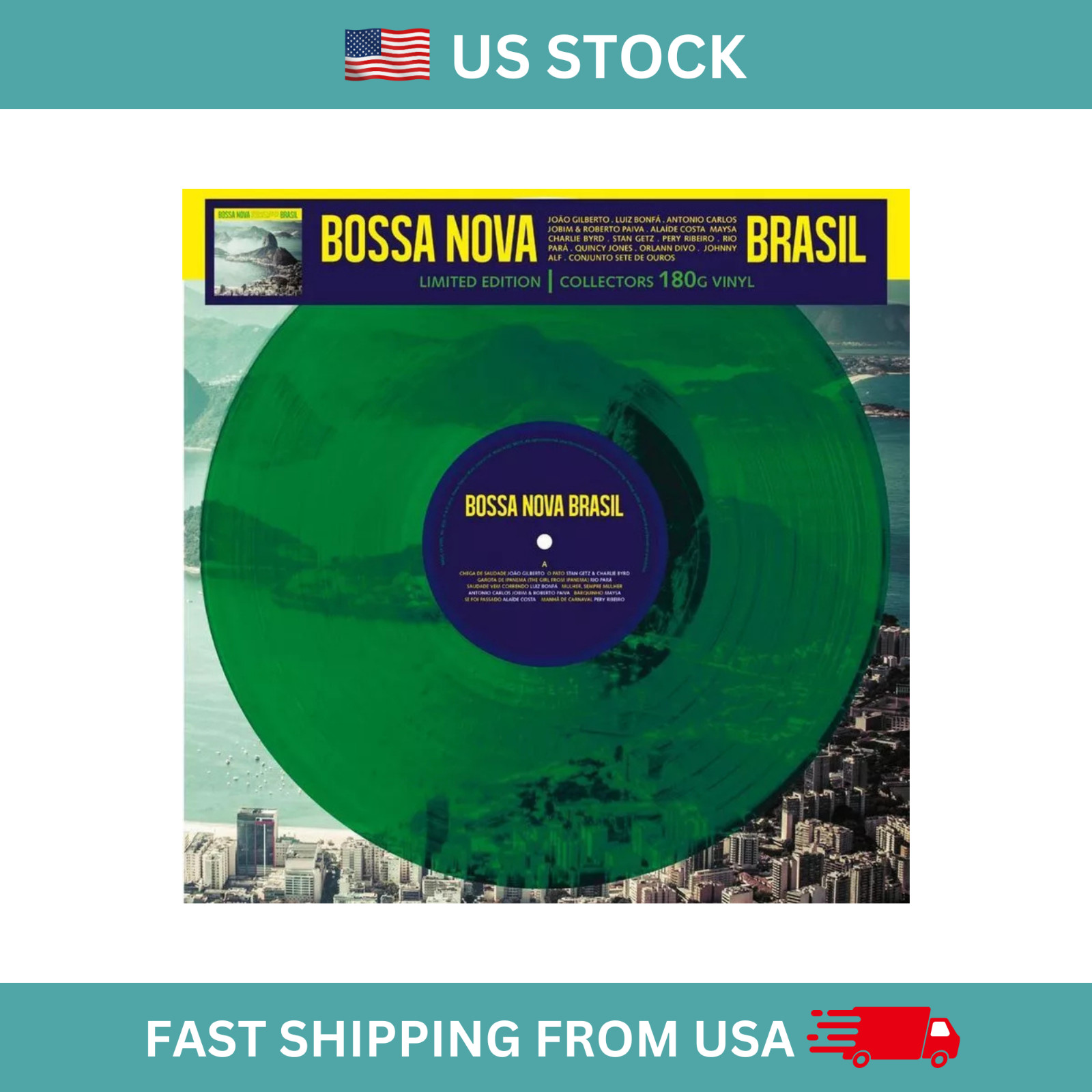 Various Artists – Bossa Nova Brasil 12″ LP Colored Green Yellow Vinyl Record