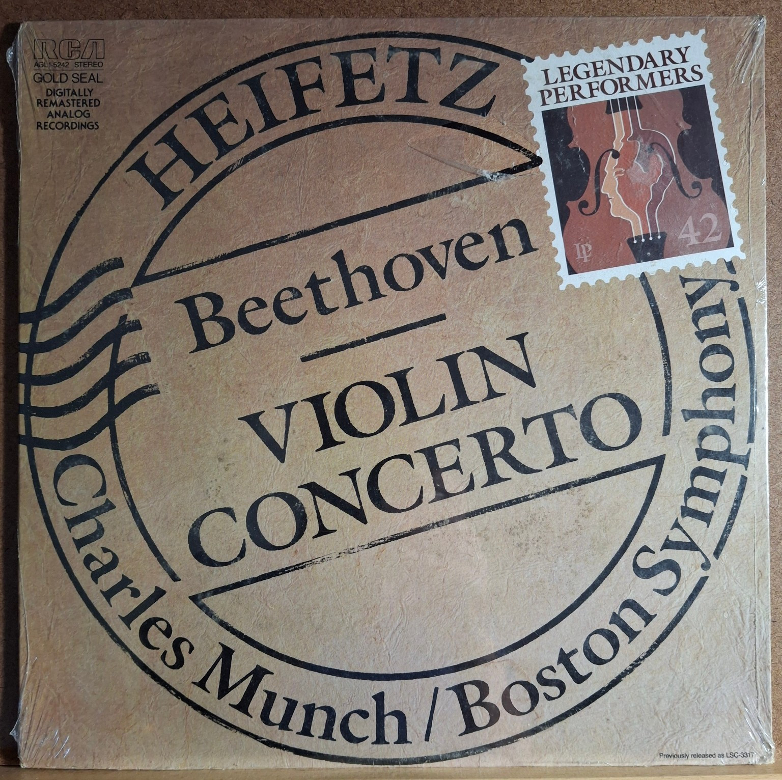 *SEALED Beethoven Violin Concerto Heifetz Legendary | RCA AGL1-5242 1984
