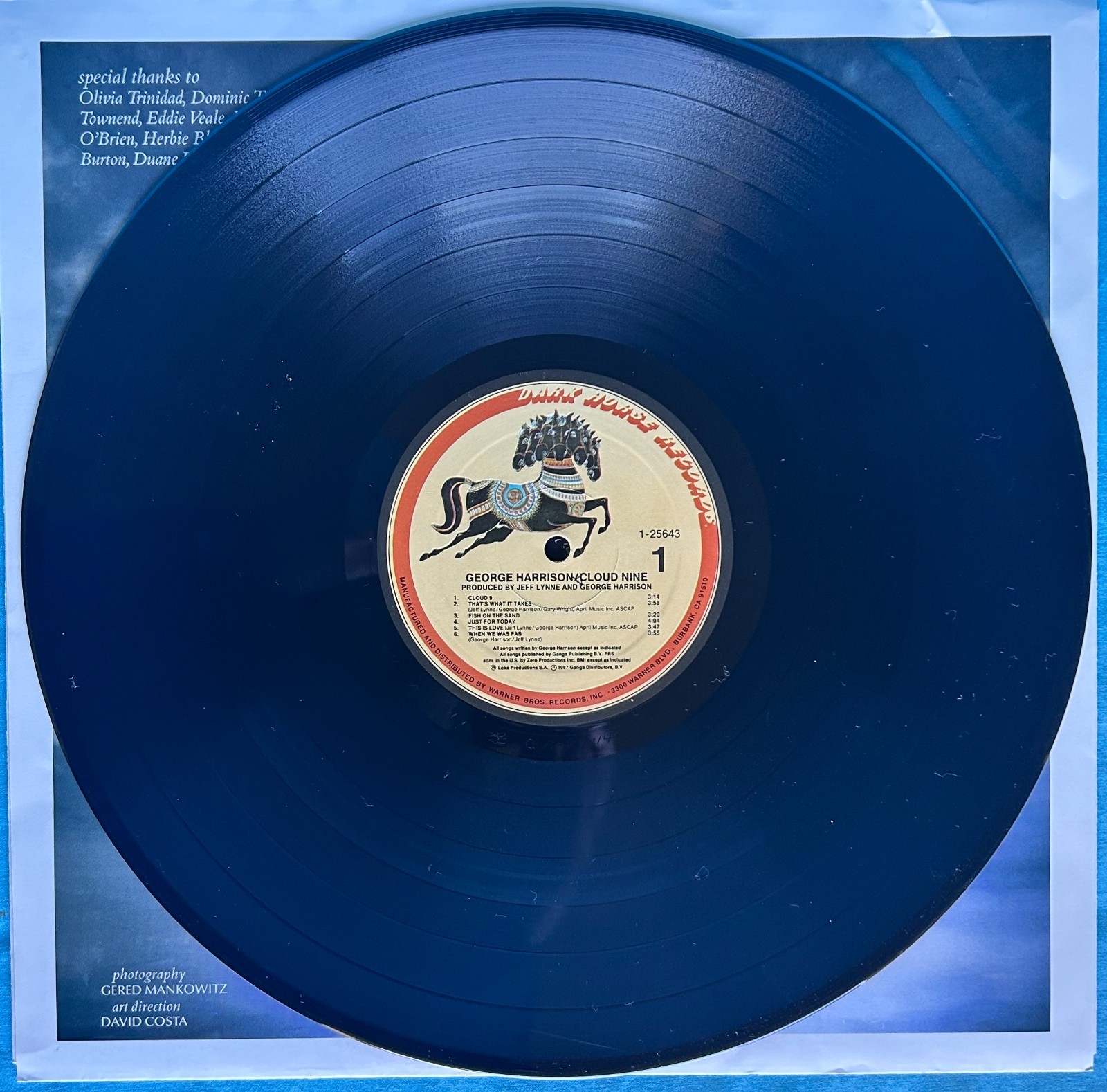 CLOUD NINE George Harrison 1987 LP Dark Horse Records 1-25643 1st Press VG+/EX