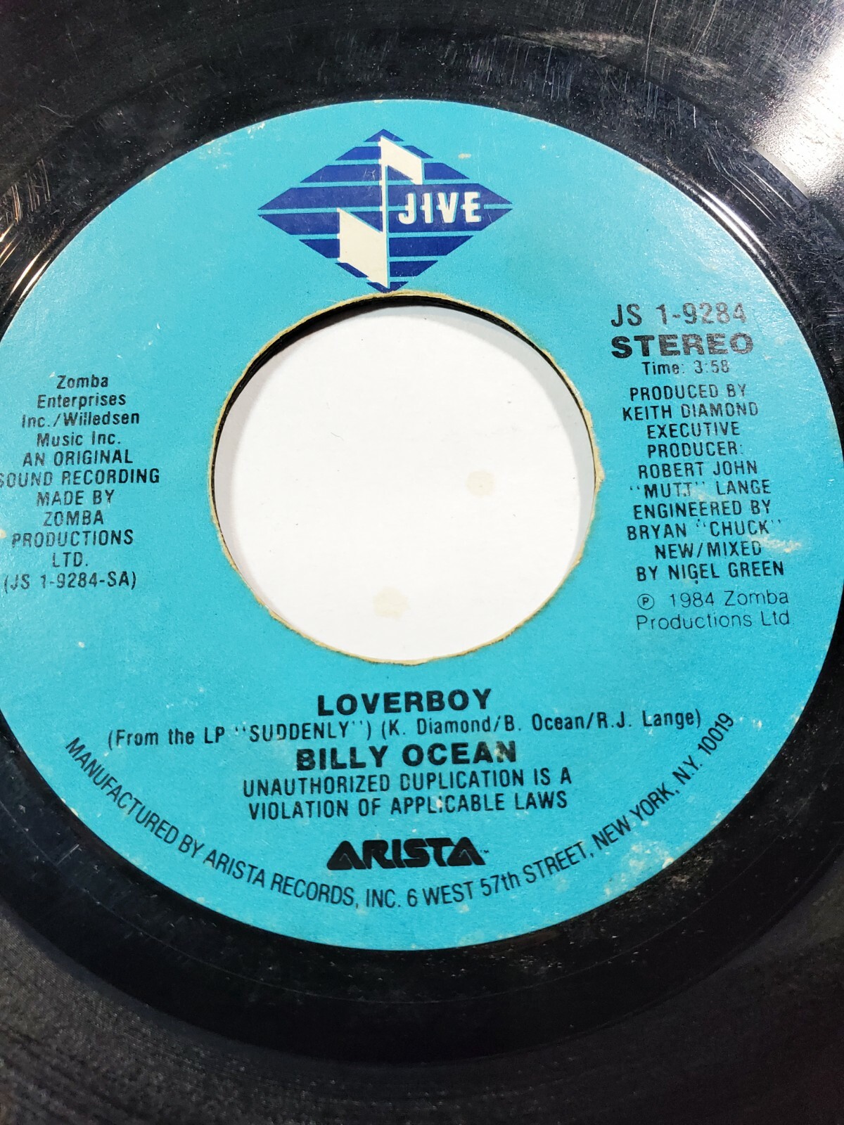 Billy Ocean – Loverboy/ Dub Mix 1984 7” Vinyl 45 RPM GOOD+ F49A