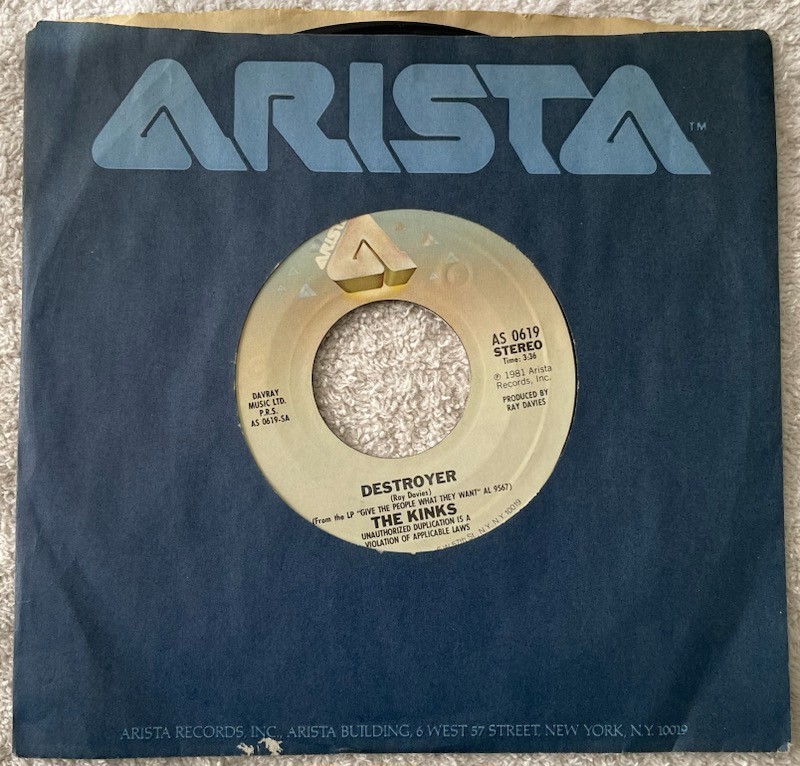 The Kinks – Destroyer (1981) EX 7″ Vinyl G Cover AS 0619