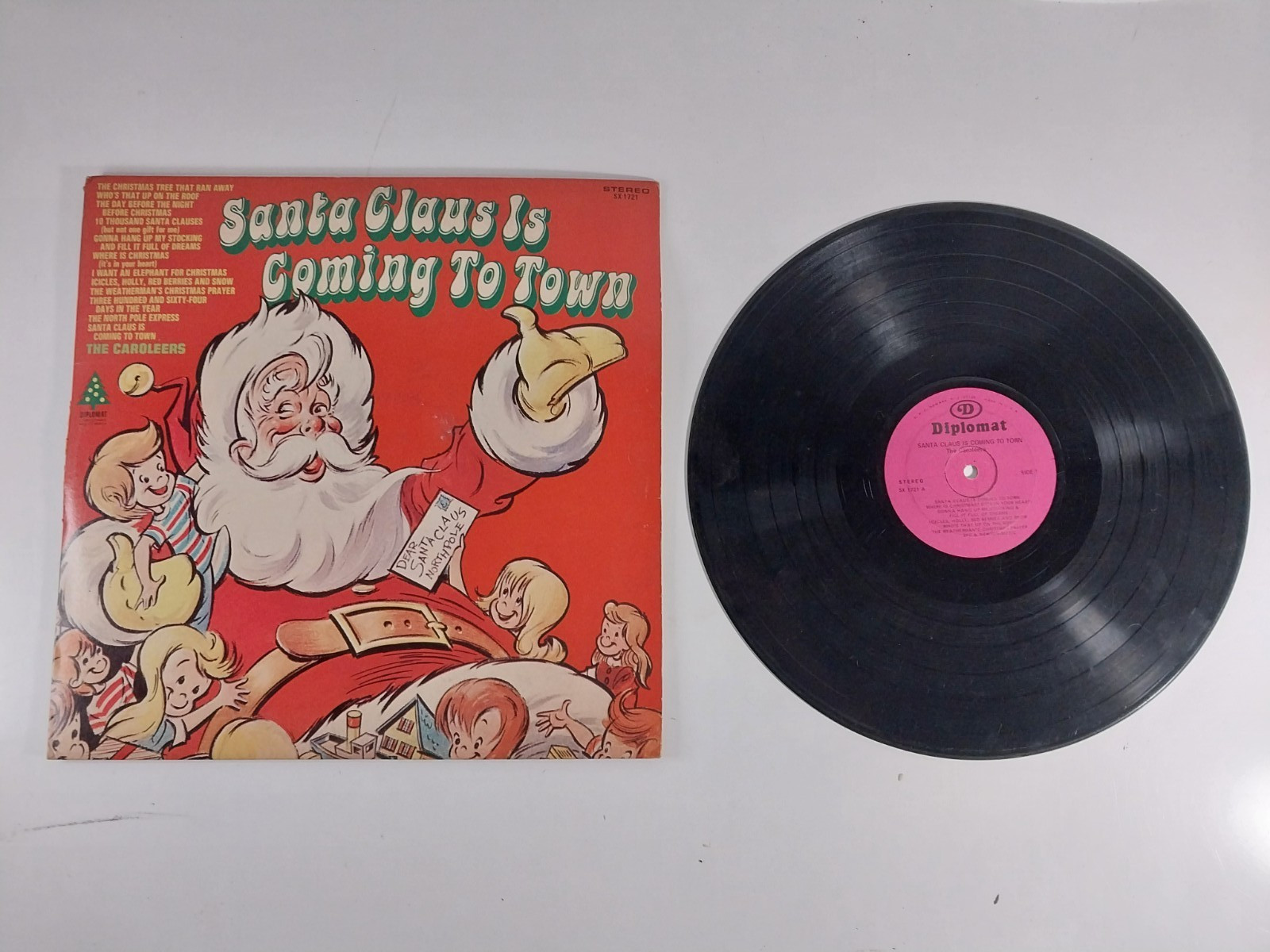 The Caroleers Santa Claus Is Coming To Town LP Vinyl Diplomat Holiday 12″ 33RPM