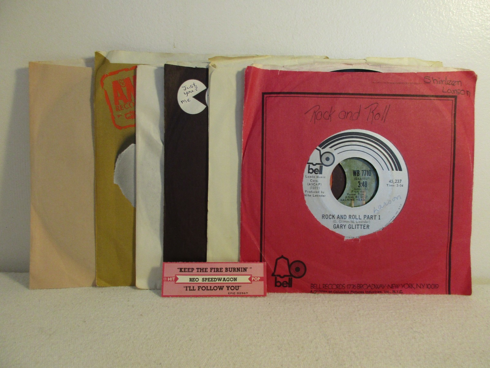 6 Classic Rock 45 RPM Records Deep Purple Gary Glitter Yes Chicago & More TESTED