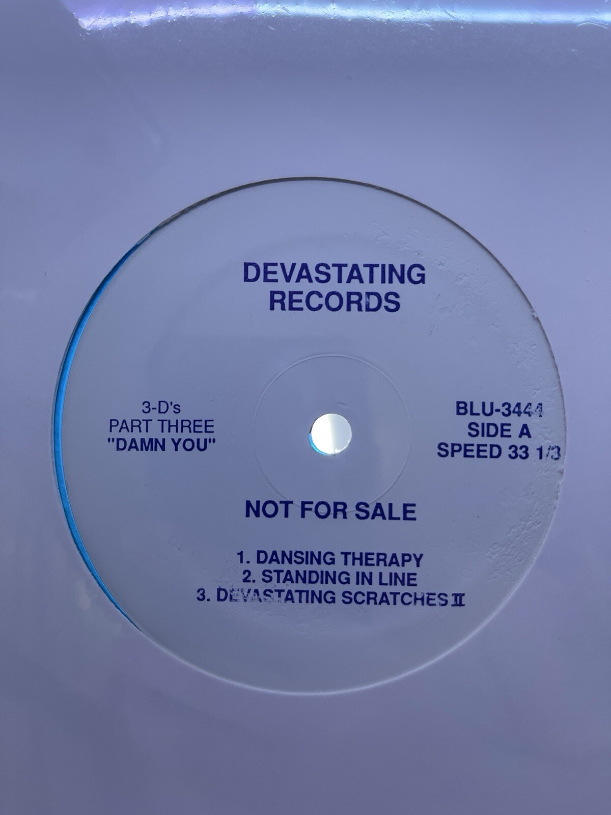 Devastating Records 3-D’s Part Three “Damn You” 12″. SEALED ORIGINAL 1989