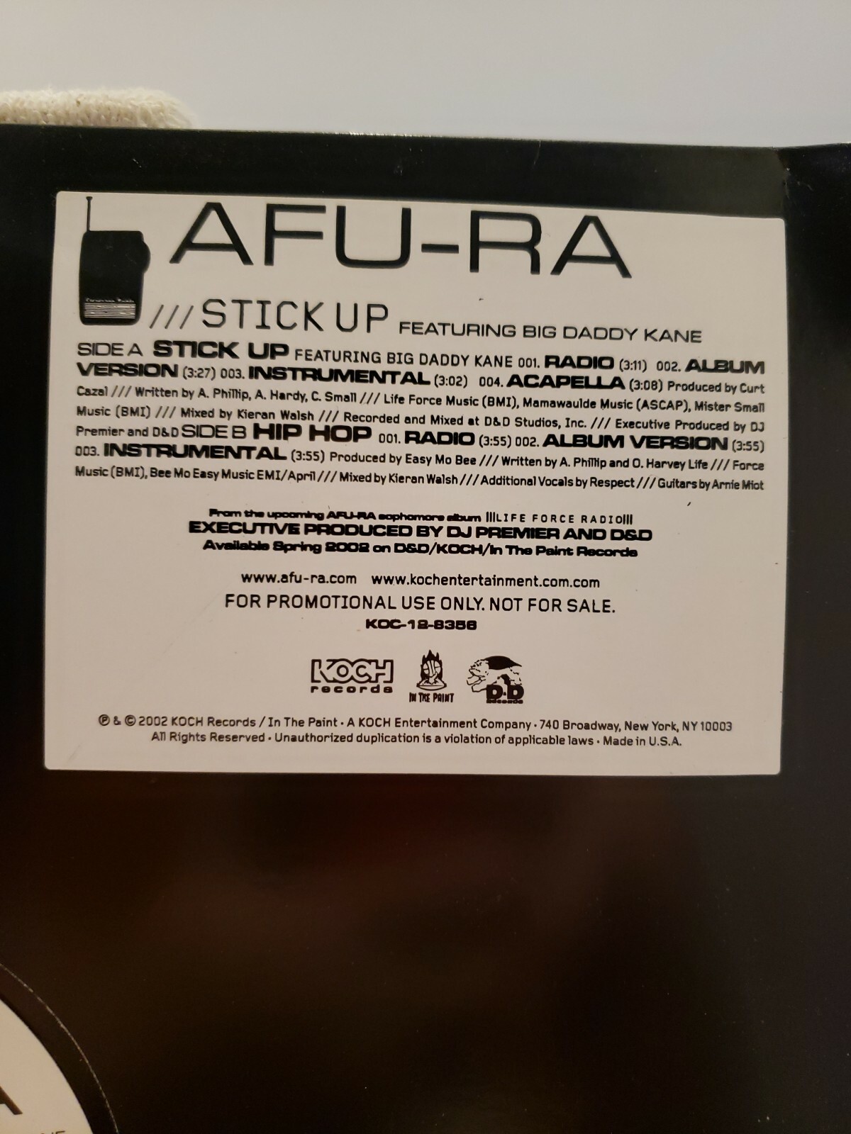 Afu-Ra: Stick Up / Hip Hop – 2002 Koch Records KOC-12-8356 -PROMO Hip Hop LP
