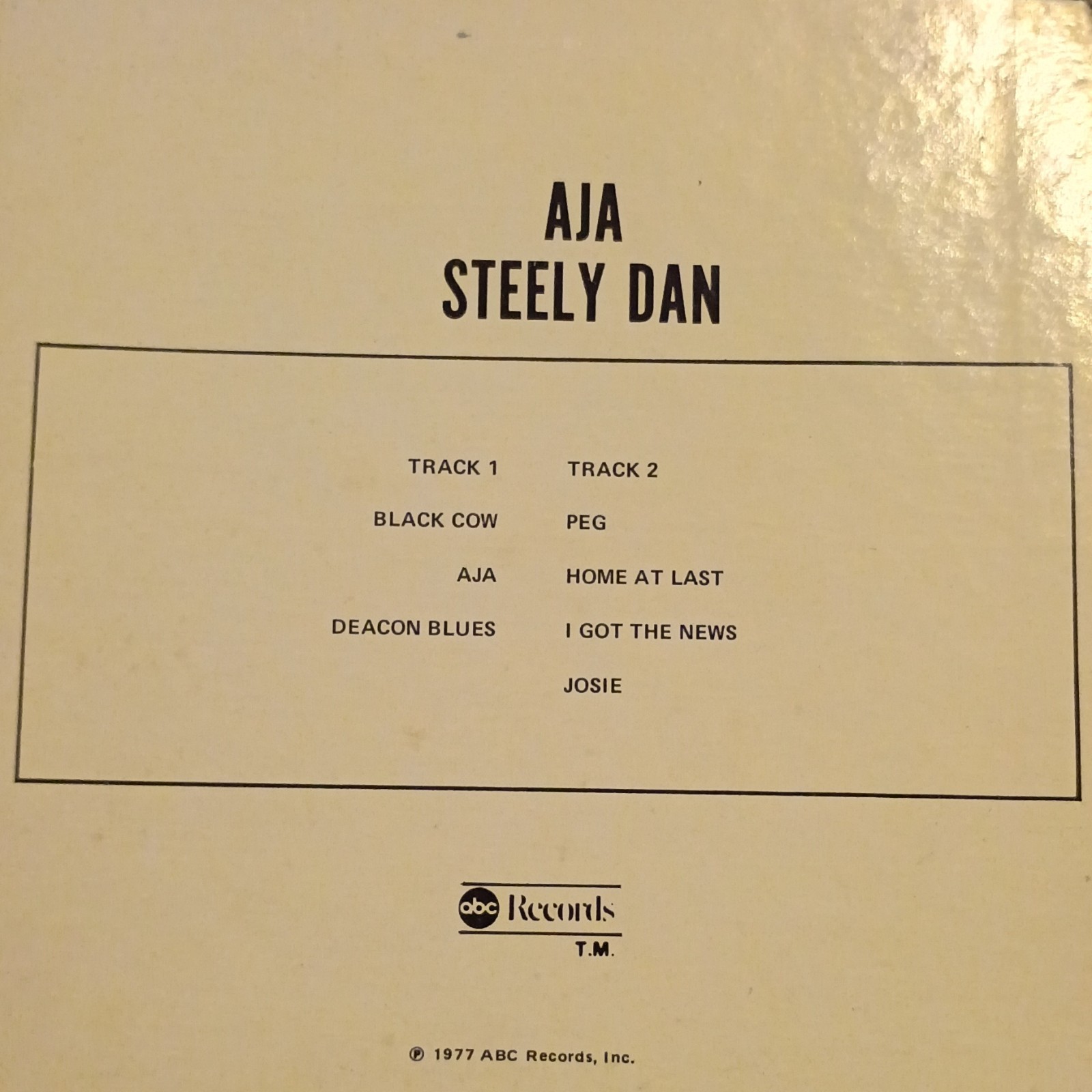Steely Dan Aja ABC Records 1977 Black Vinyl LP 12″ Rock Record Cardboard Sleeve
