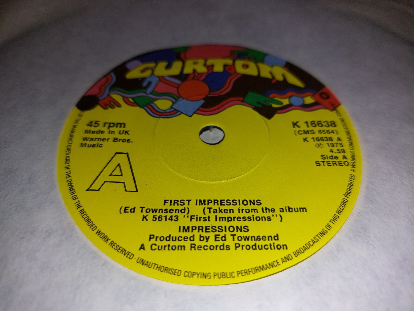 THE IMPRESSIONS * FIRST IMPRESSIONS * 7″ FUNK / SOUL SINGLE 1975 EXCELLENT