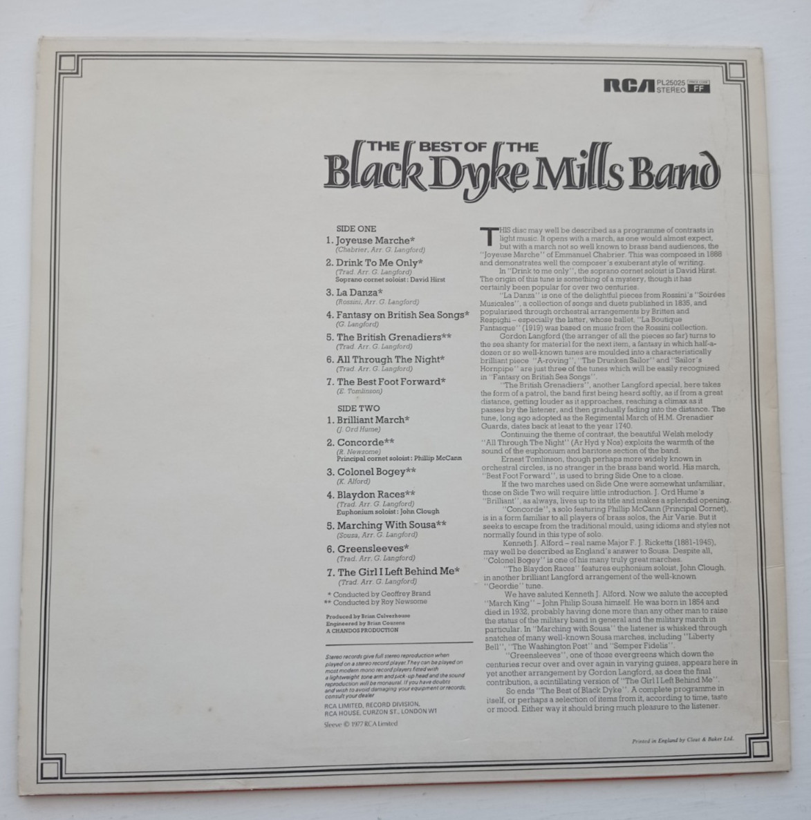 The Best of The Black Dyke Mills Band LP 1977 Playtested + Tracked Postage