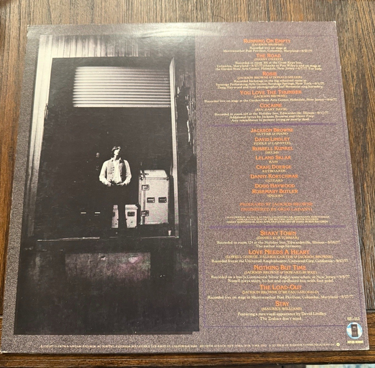 Jackson Browne Running on Empty 12″ Black Vinyl LP 33 RPM Stereo Asylum 6E-113