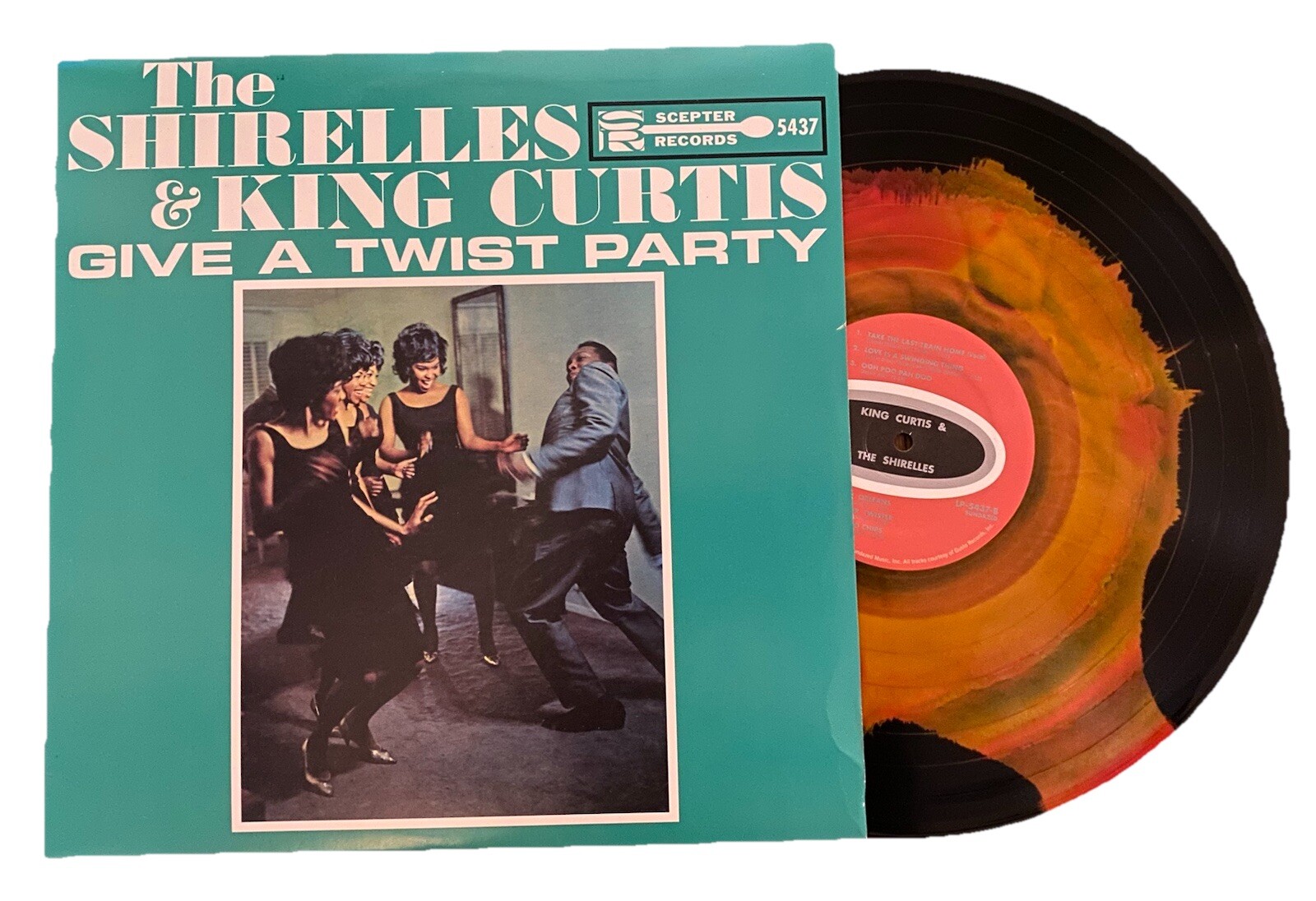 The SHIRELLES & KING CURTIS Give A Twist Party Black & Orange Vinyl LP Soul R&B