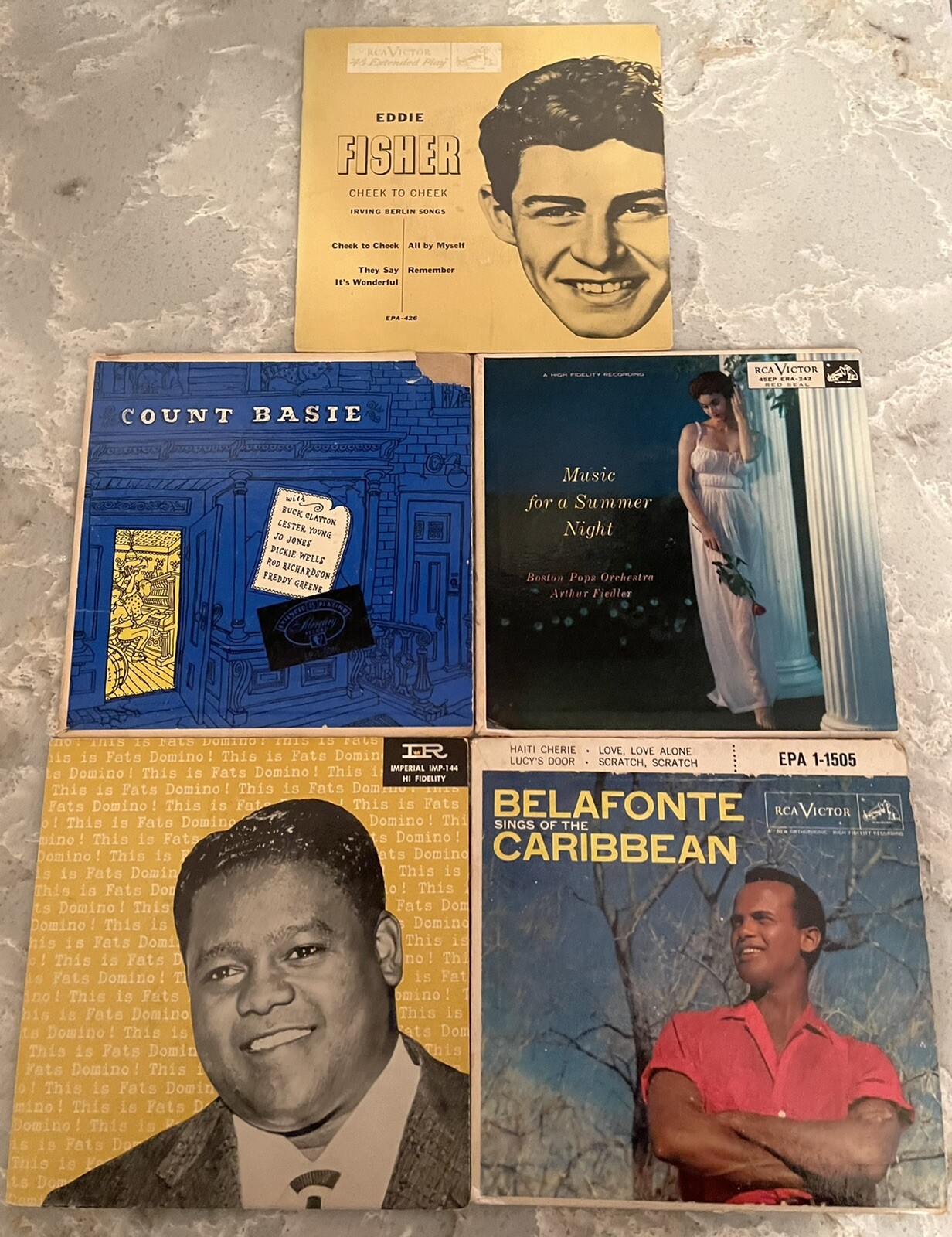 1950’s Cardboard 7″ Record Picture Covers ~ Lot of 5