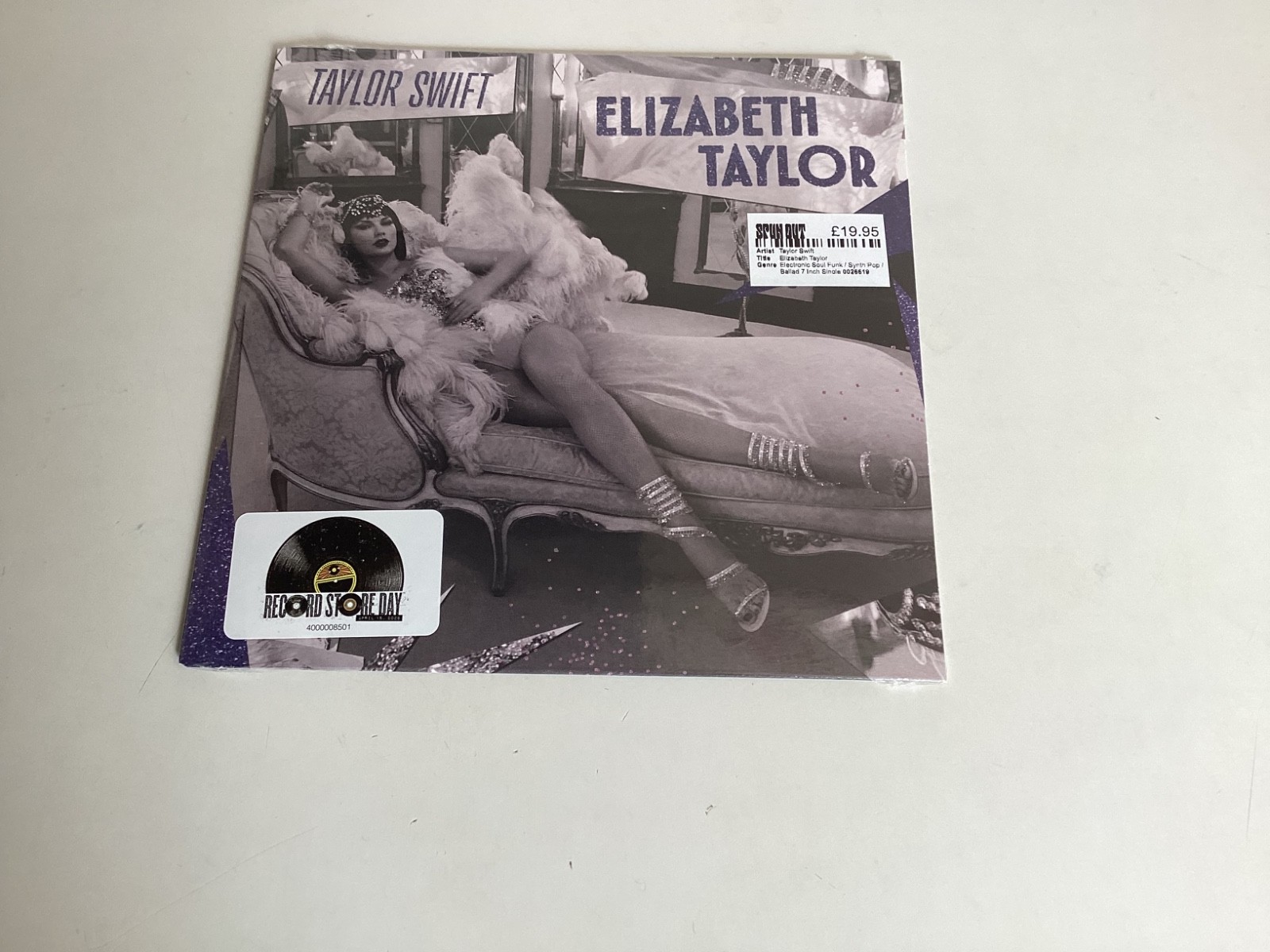 Taylor Swift Elizabeth Taylor 7” New Sealed Unplayed Purple Glitter Vinyl