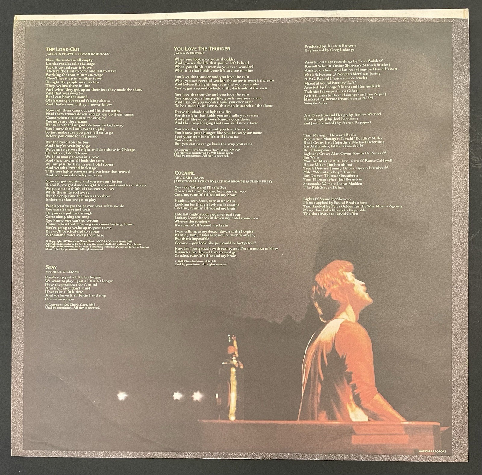 JACKSON BROWNE RUNNING ON EMPTY INNER SLEEVE ONLY