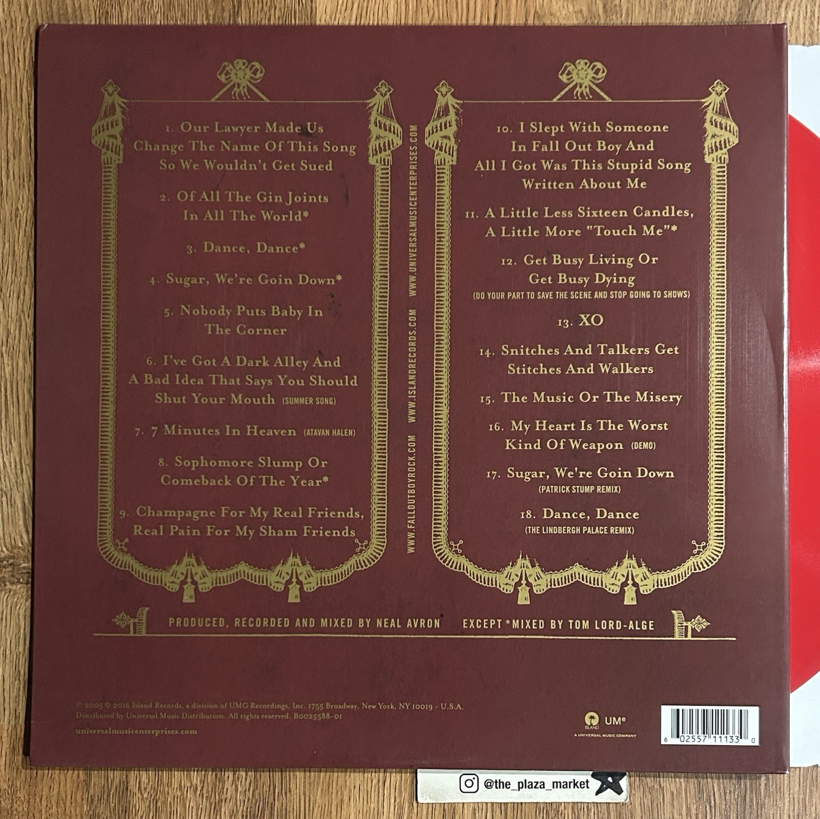 Fall Out Boy From Under the Cork Tree vinyl Black Red Split color record Rare