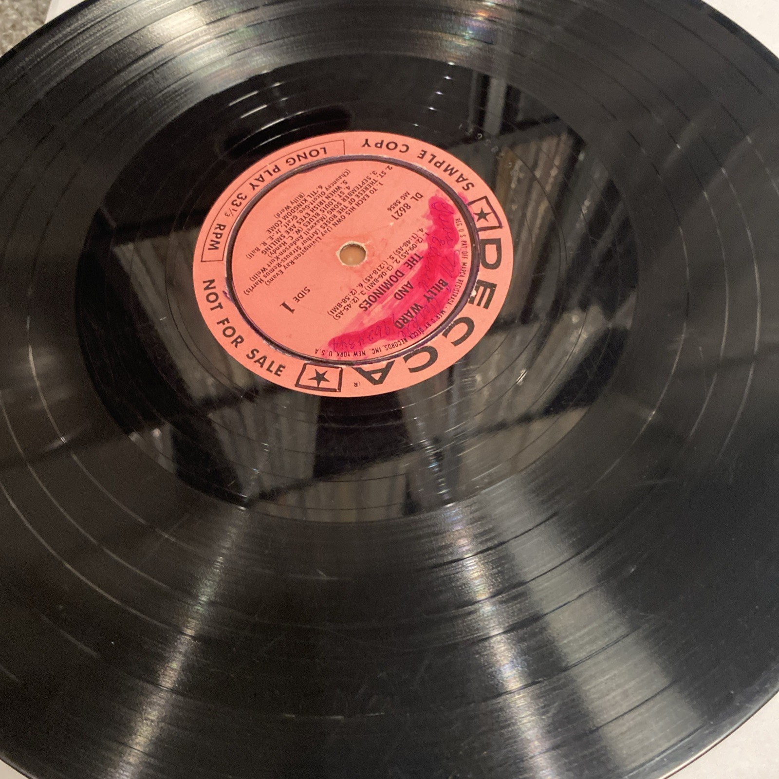 Original Billy Ward And The Dominoes 1958 Pink Label Promo DJ WLP Decca DL8621